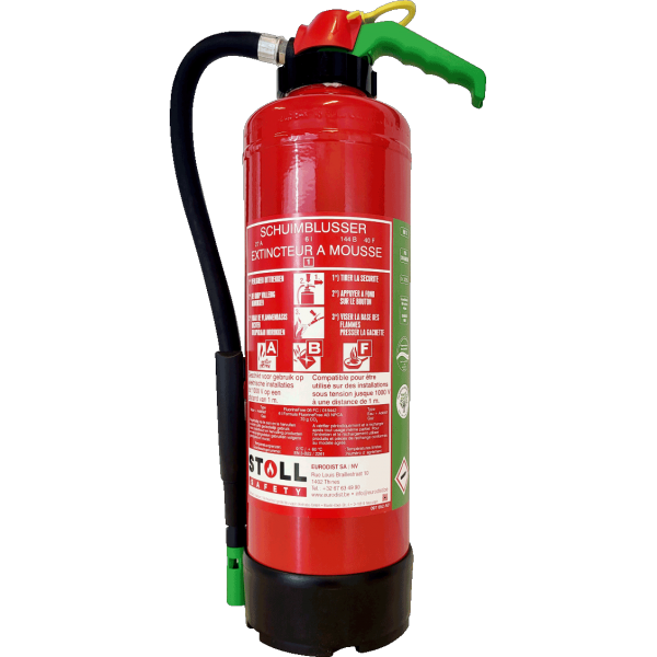 Extincteur à Mousse Gloria SE+ 6 Easy - 6 Litres, Pour Feux Classe A Et B, Utilisable Sur Installations électriques Jusqu'à 1000 V